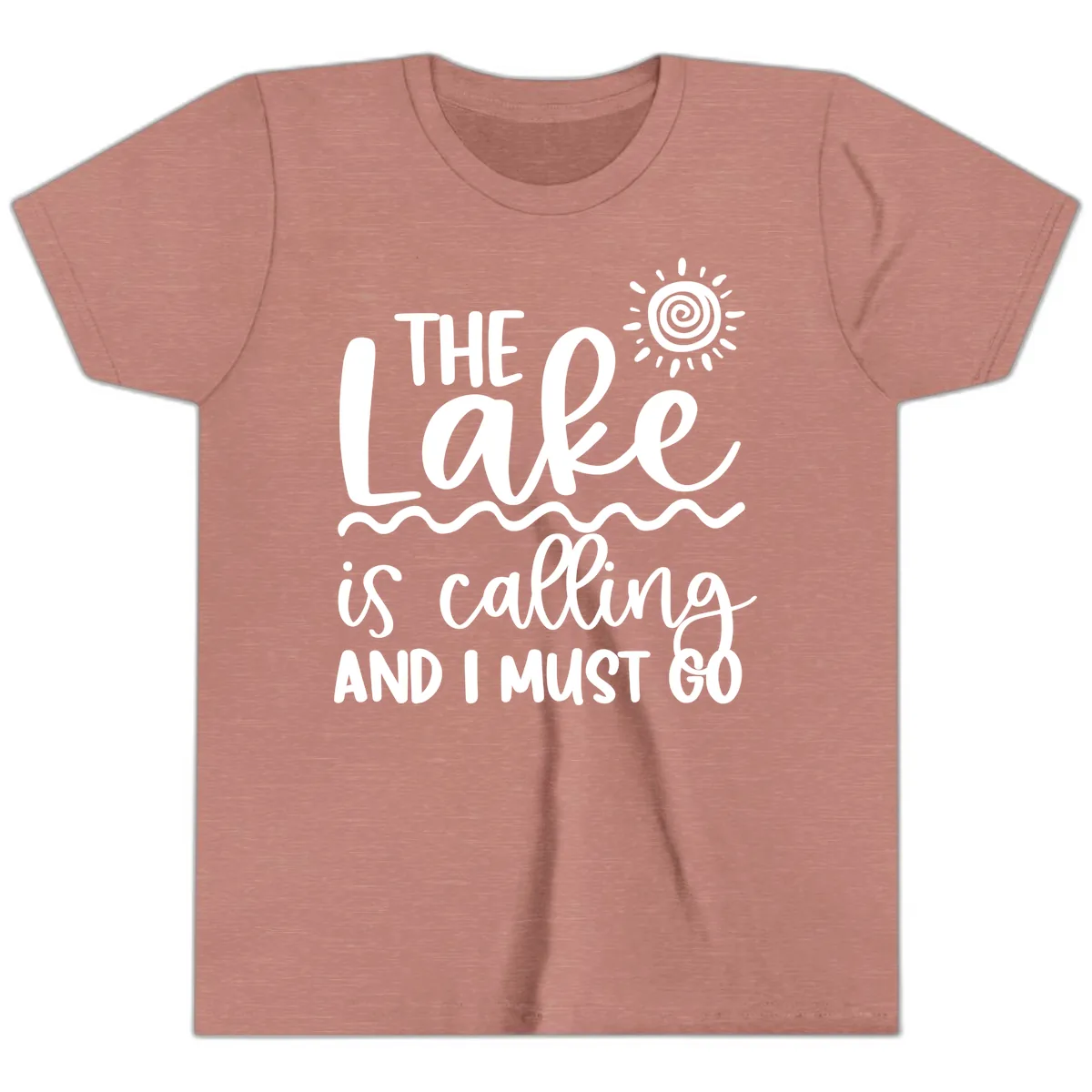 The Lake Is Calling Youth T-Shirt in Heather Mauve