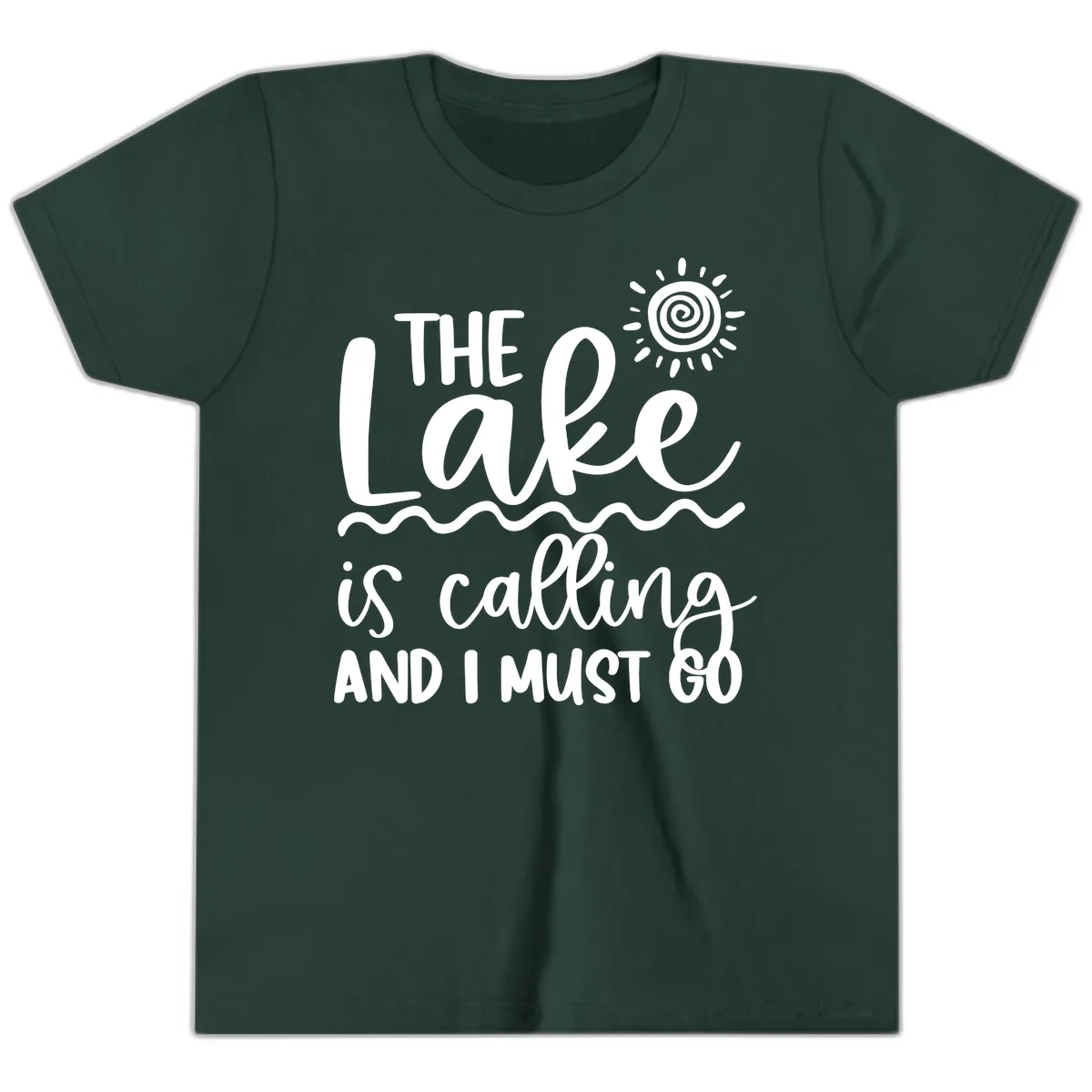 The Lake Is Calling Youth T-Shirt in Forest