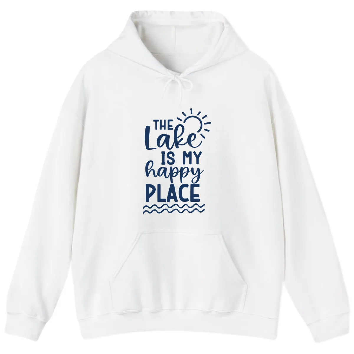 The Lake Is My Happy Place Hoodie in White