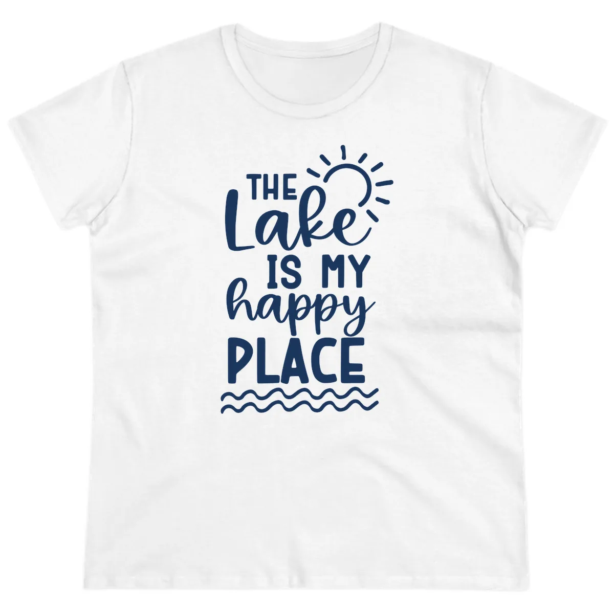 The Lake Is My Happy Place Ladies Tee in White