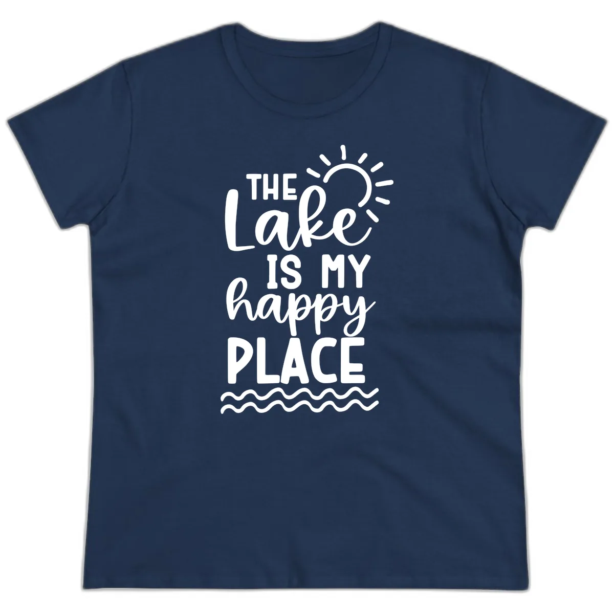 The Lake Is My Happy Place Ladies Tee in Navy