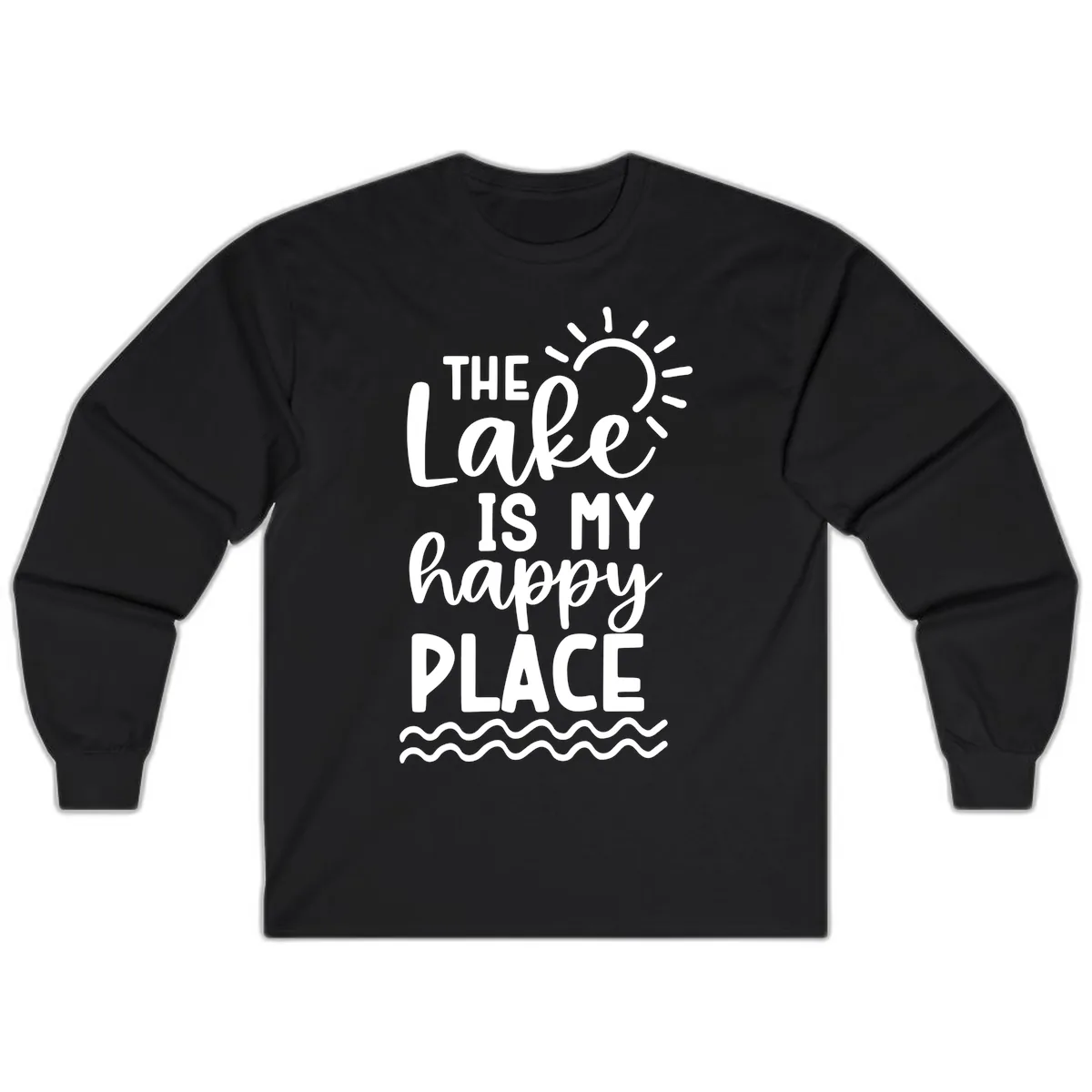 The Lake Is My Happy Place Long Sleeve in Black