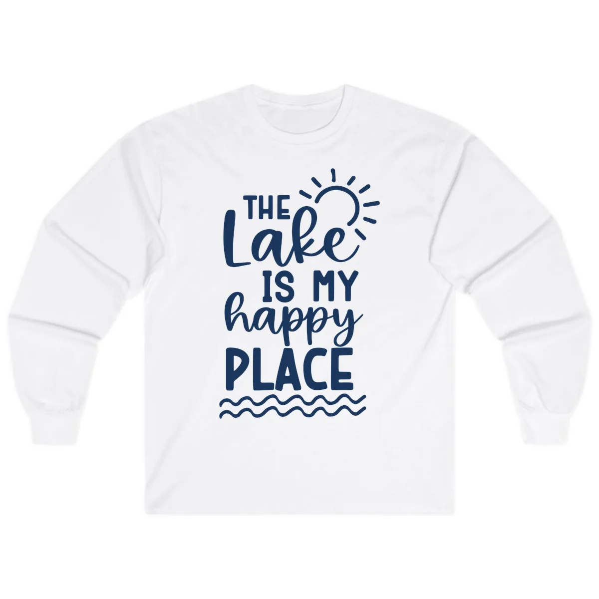 The Lake Is My Happy Place Long Sleeve in White