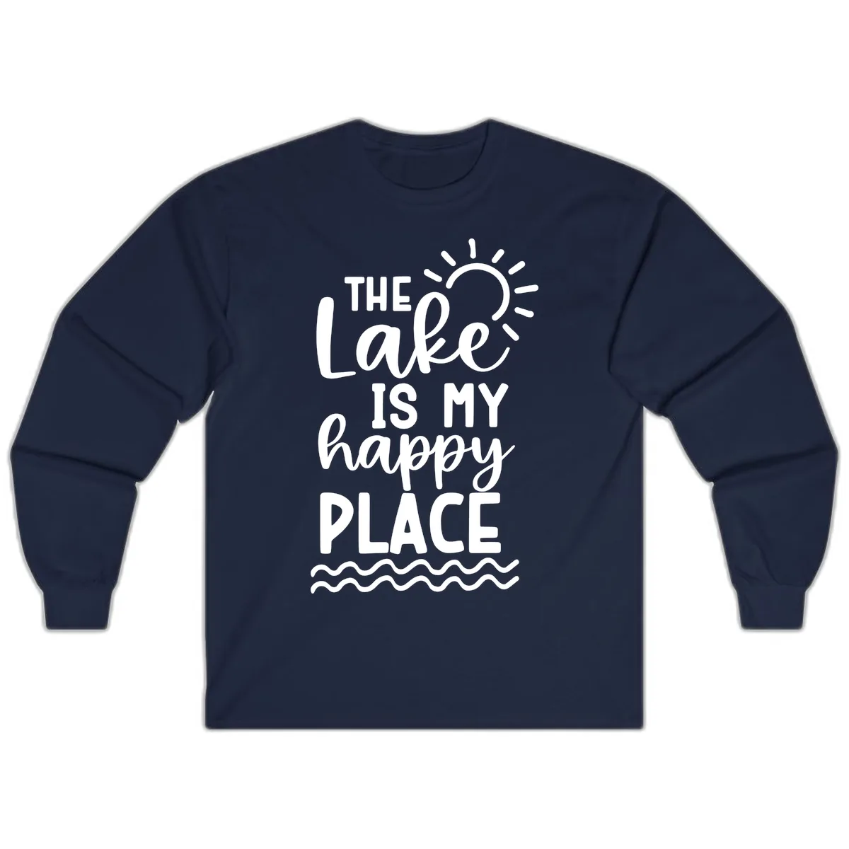 The Lake Is My Happy Place Long Sleeve in Navy