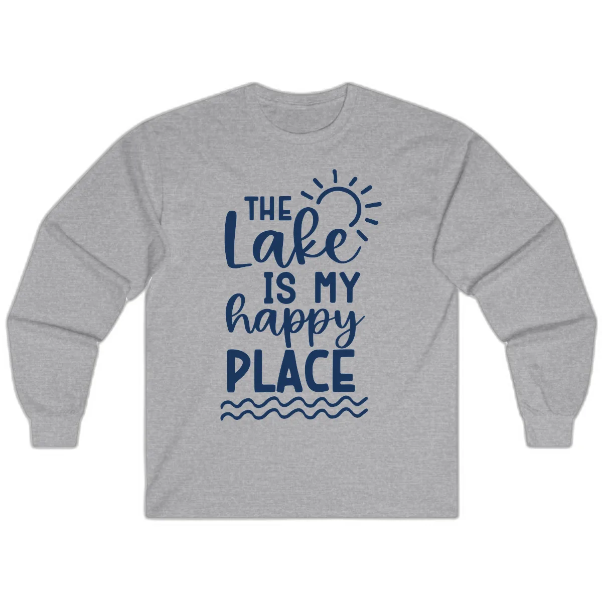 The Lake Is My Happy Place Long Sleeve in Sport Grey