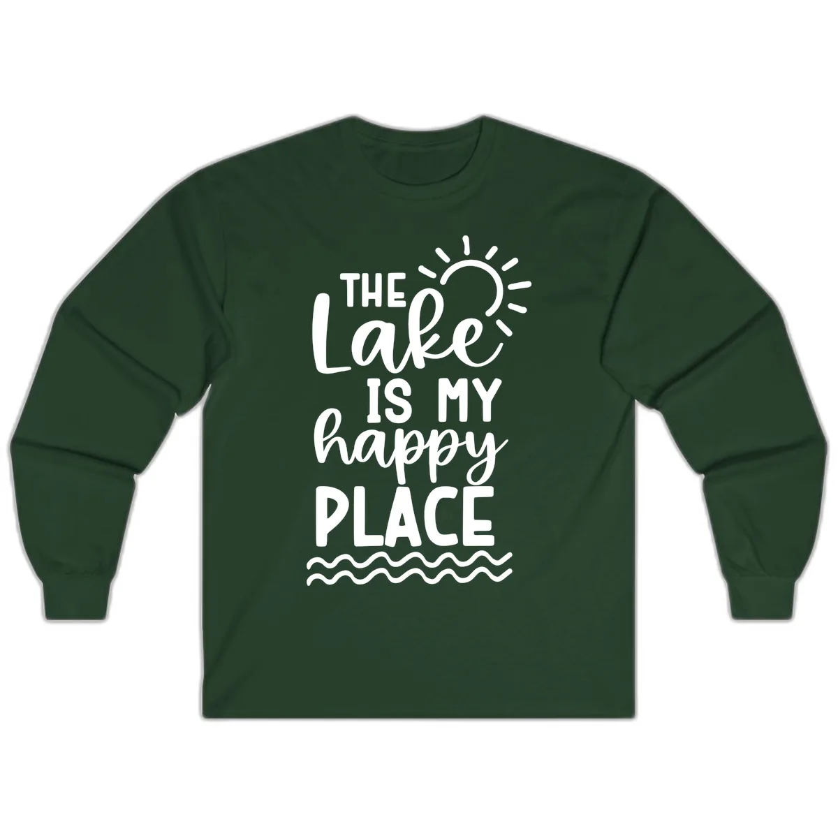 The Lake Is My Happy Place Long Sleeve in Forest Green