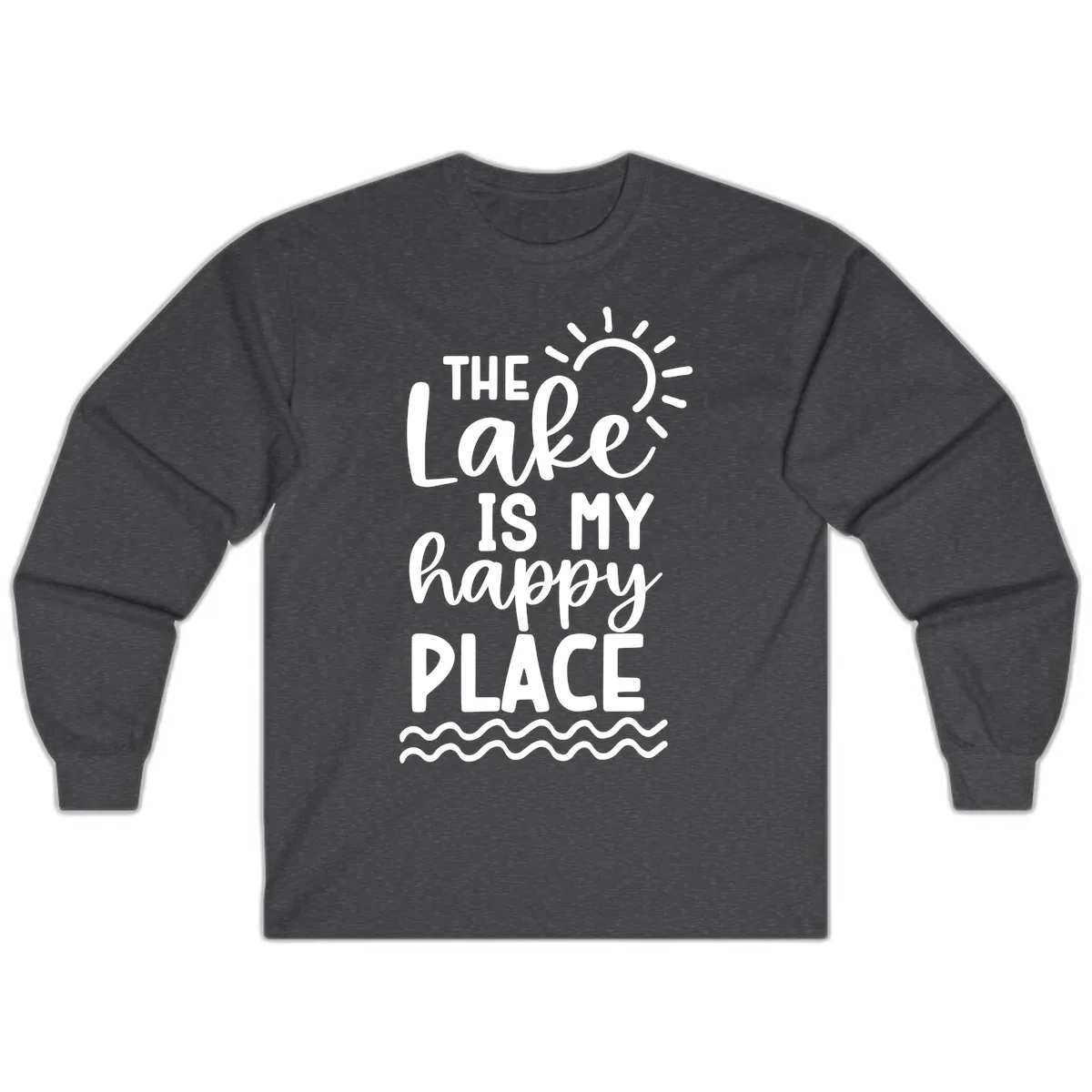 The Lake Is My Happy Place Long Sleeve in Dark Heather