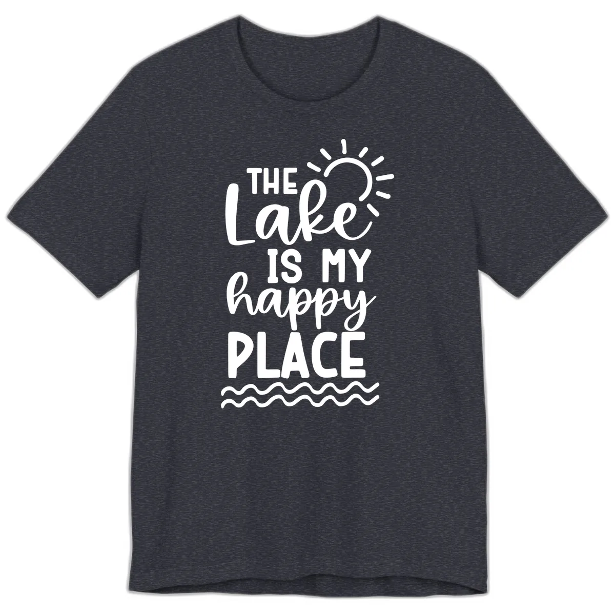 The Lake Is My Happy Place Premium T-Shirt in Heather Navy