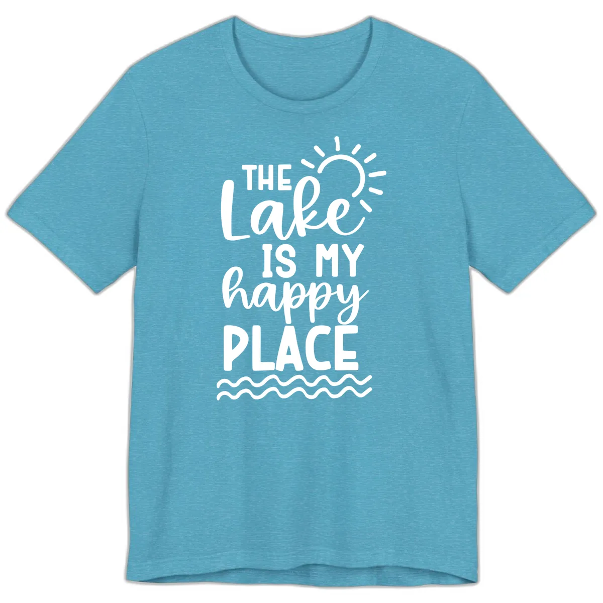 The Lake Is My Happy Place Premium T-Shirt in Heather Aqua