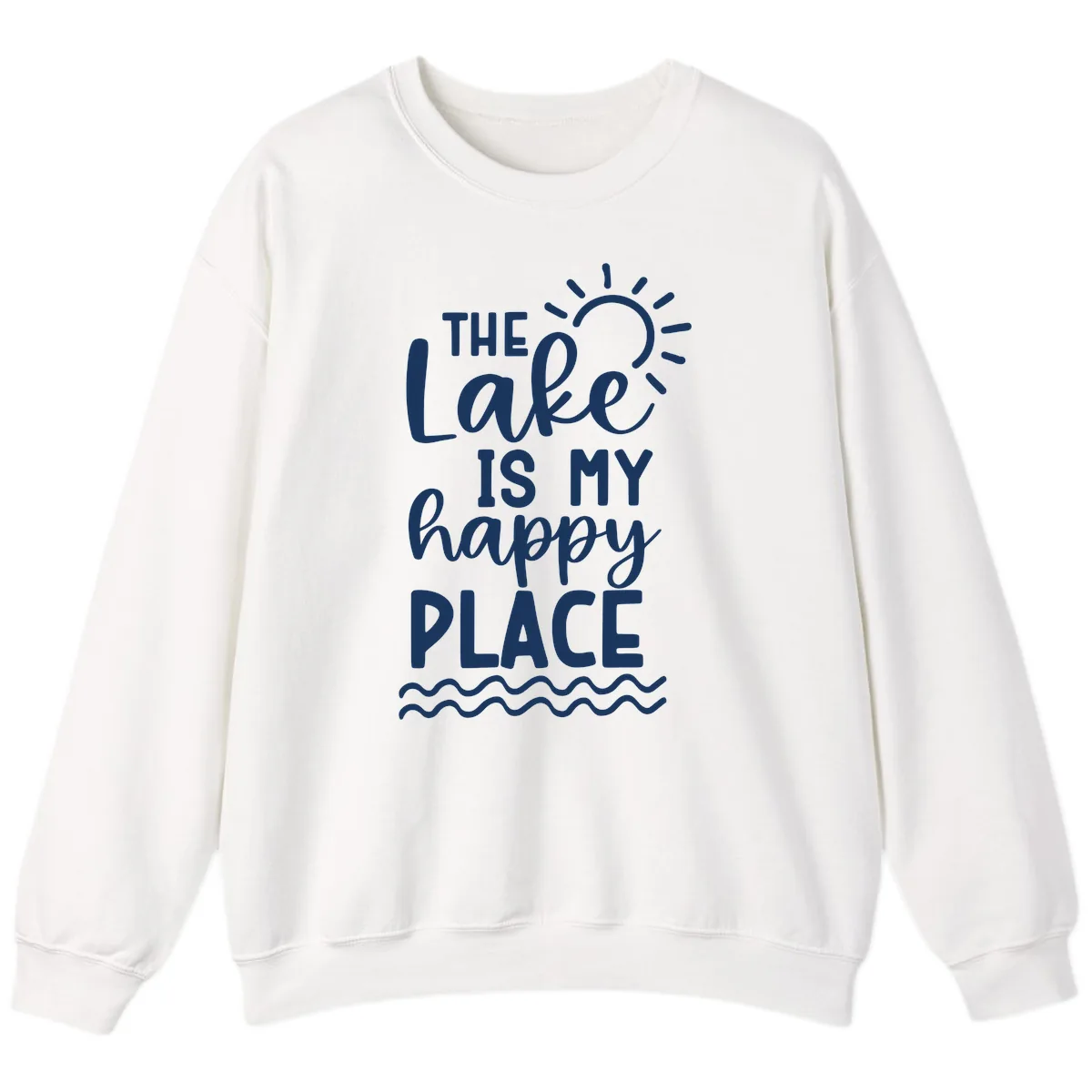 The Lake Is My Happy Place Sweatshirt in White