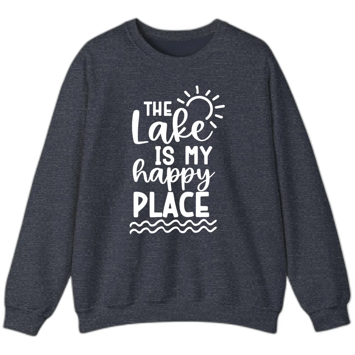 The Lake Is My Happy Place Sweatshirt in Heather Sport Dark Navy