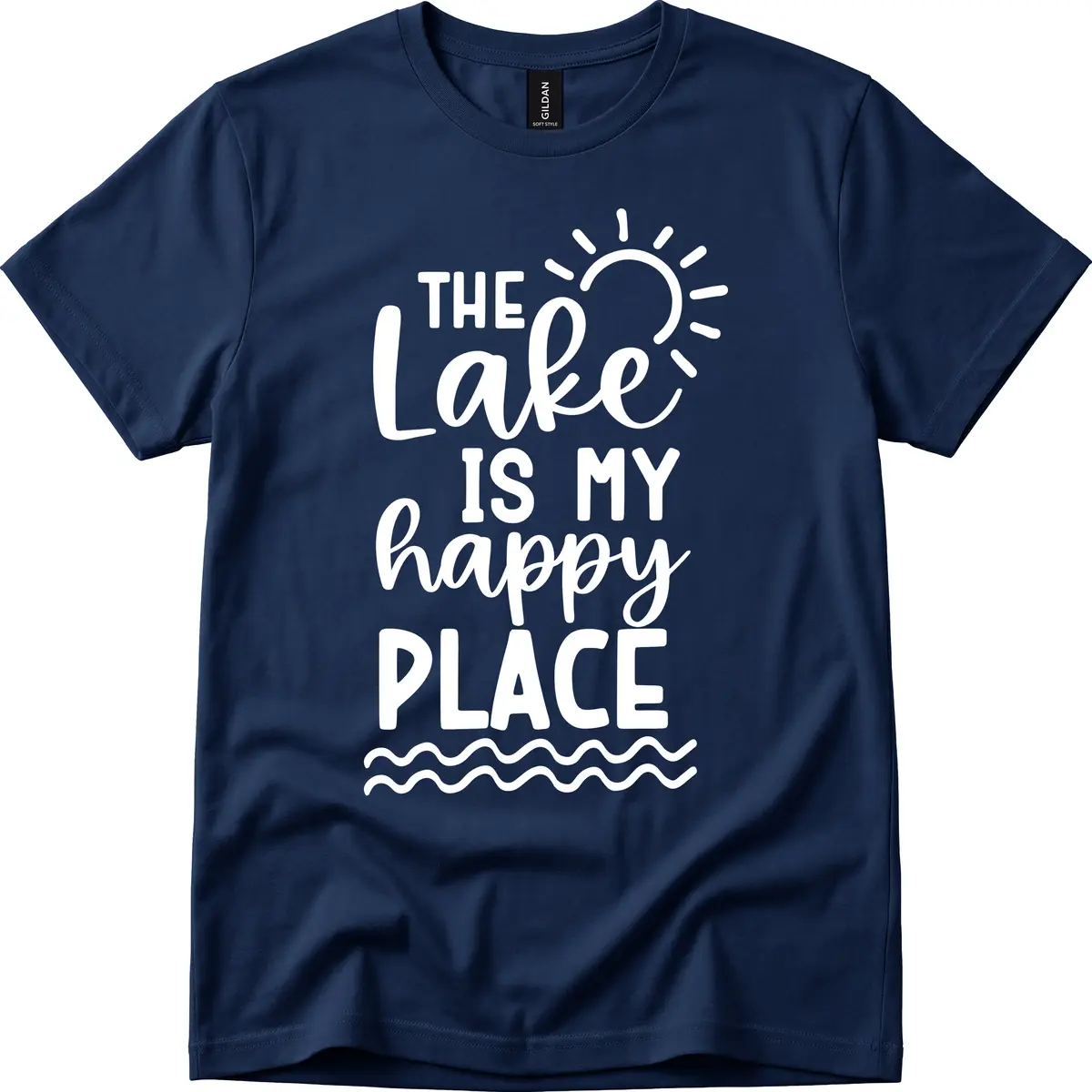 The Lake Is My Happy Place T-Shirt in Navy