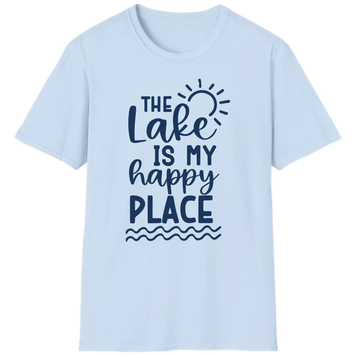 The Lake Is My Happy Place T-Shirt in Light Blue