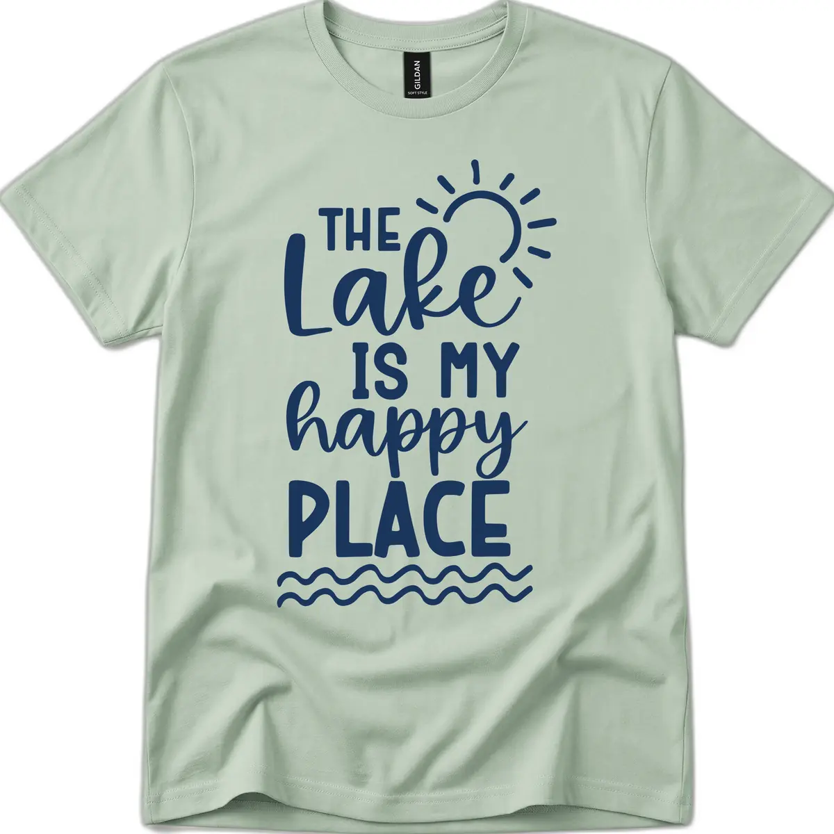 The Lake Is My Happy Place T-Shirt in Sage