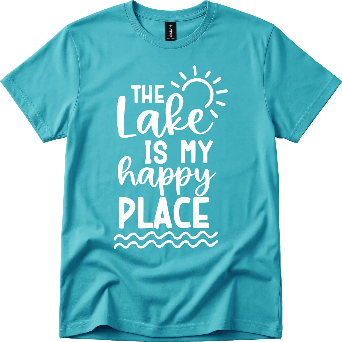 The Lake Is My Happy Place T-Shirt in Tropical Blue