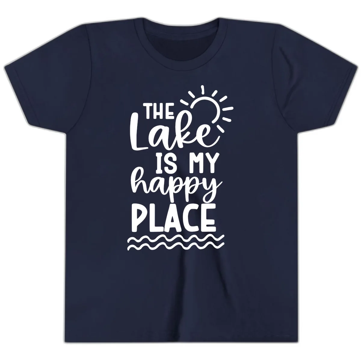 The Lake Is My Happy Place Youth T-Shirt in Navy