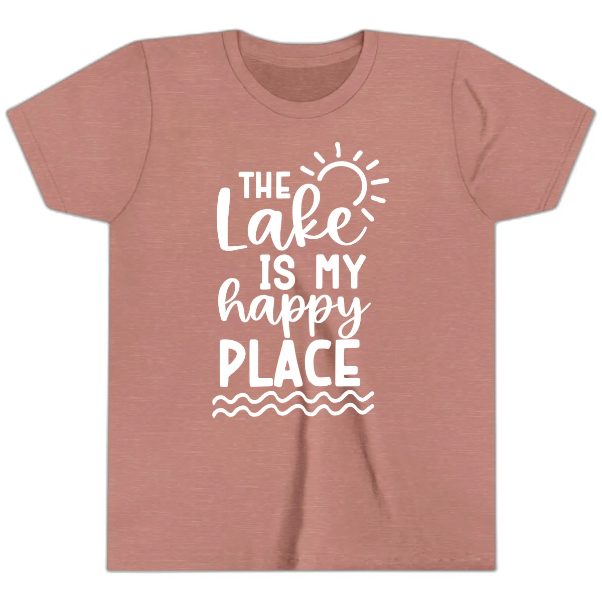 The Lake Is My Happy Place Youth T-Shirt in Heather Mauve