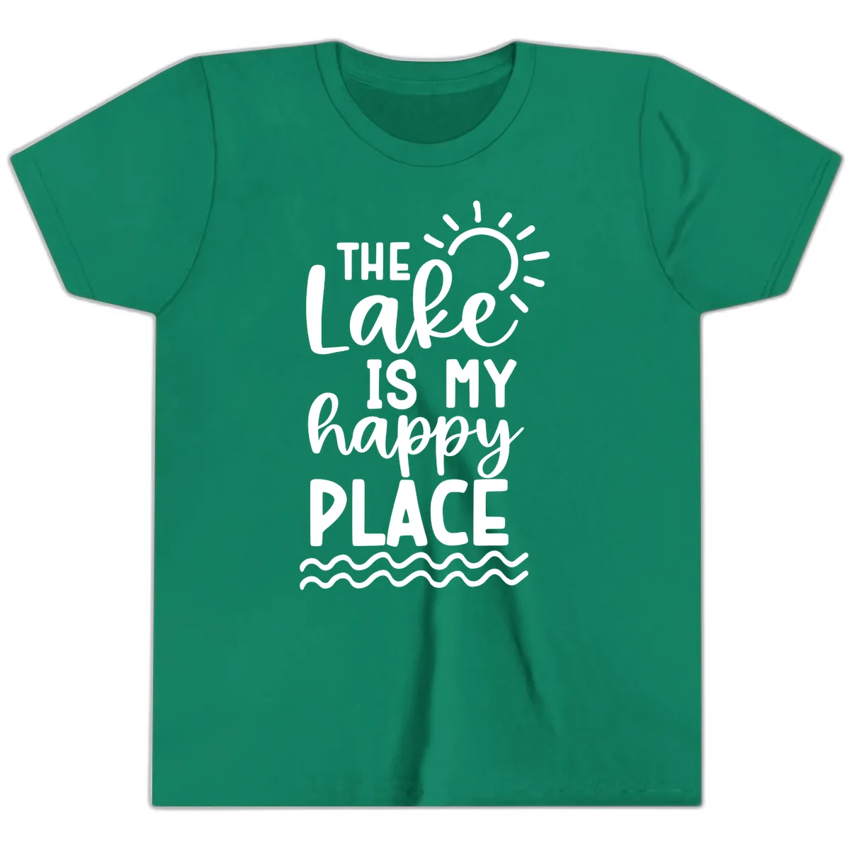 The Lake Is My Happy Place Youth T-Shirt in Kelly