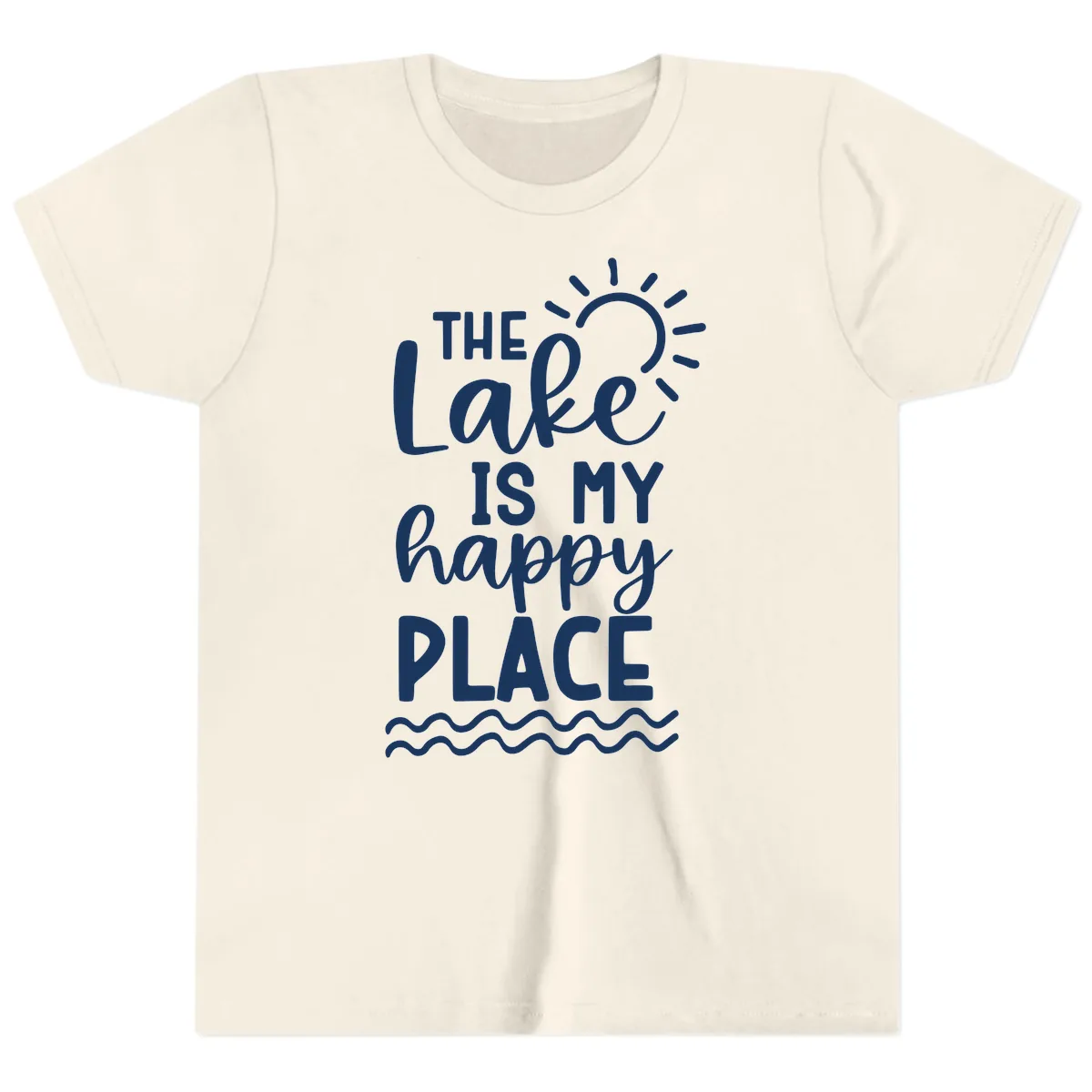 The Lake Is My Happy Place Youth T-Shirt in Natural