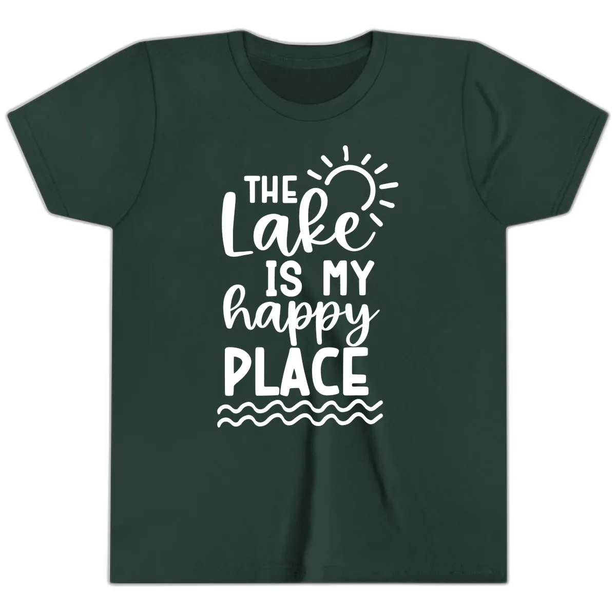 The Lake Is My Happy Place Youth T-Shirt in Forest
