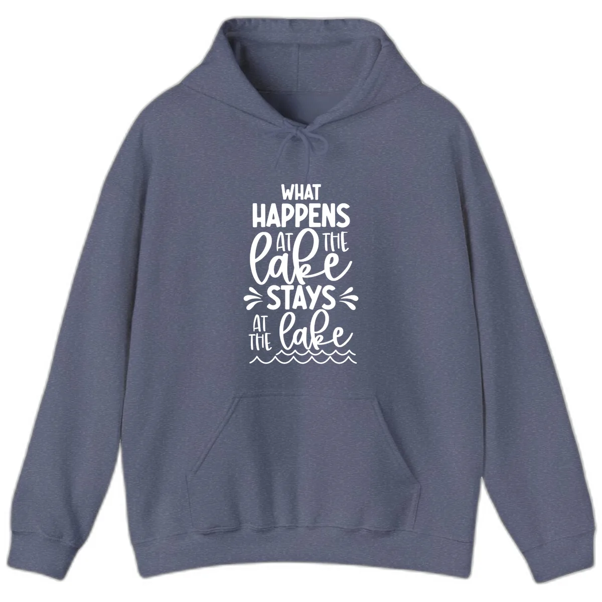 What Happens At The Lake Stays At The Lake Hoodie in Heather Navy