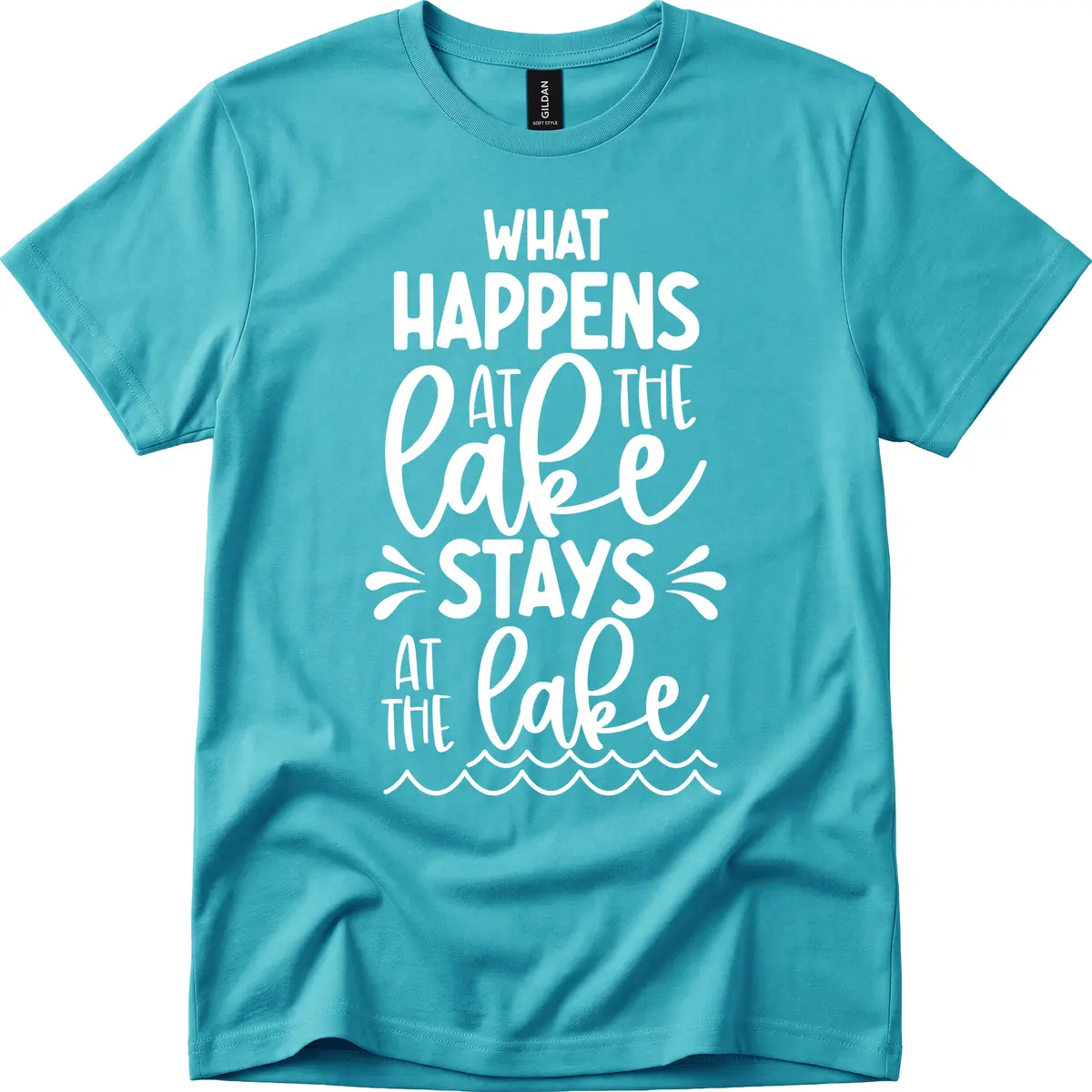 What Happens At The Lake Stays At The Lake T-Shirt in Tropical Blue