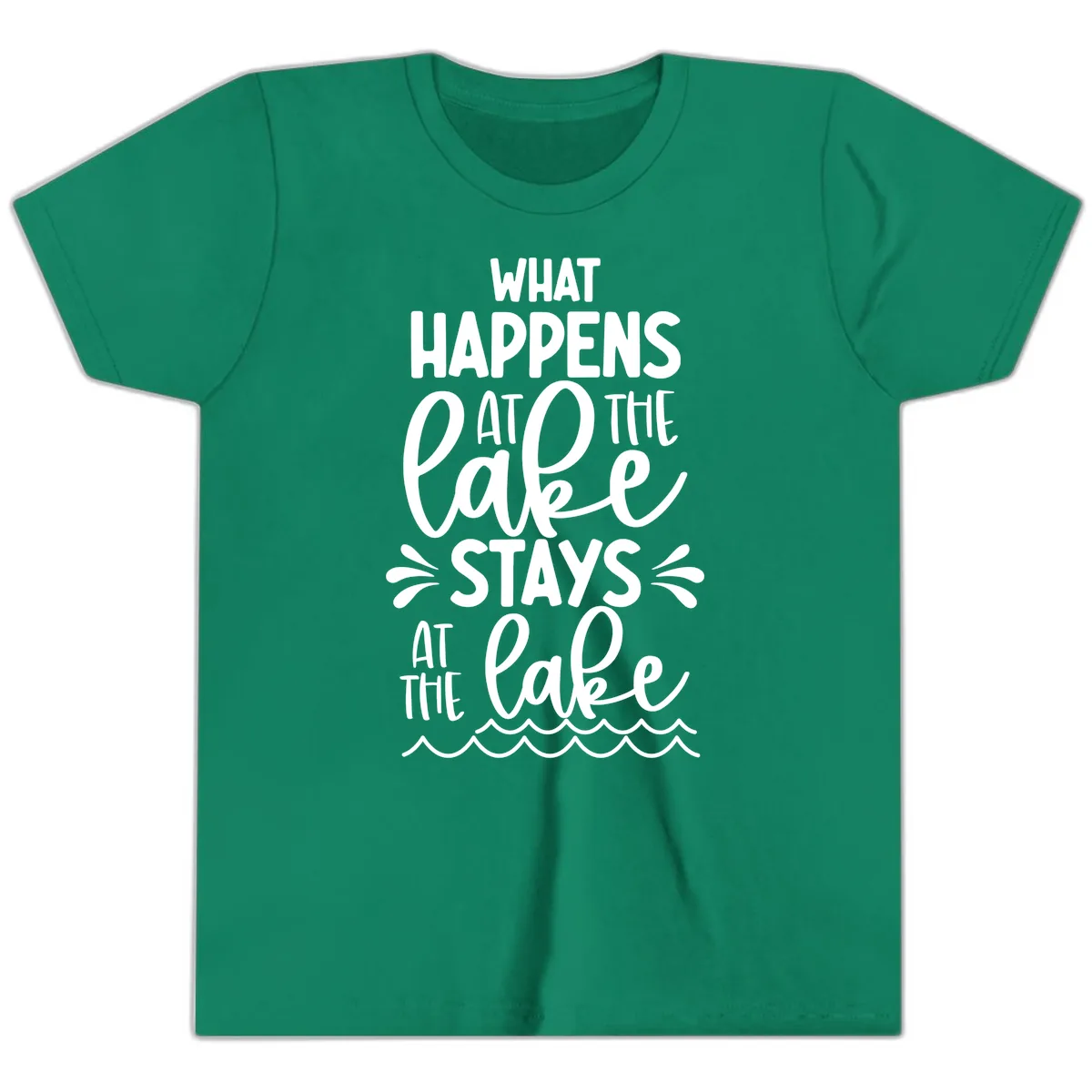 What Happens At The Lake Stays At The Lake Youth T-Shirt in Kelly