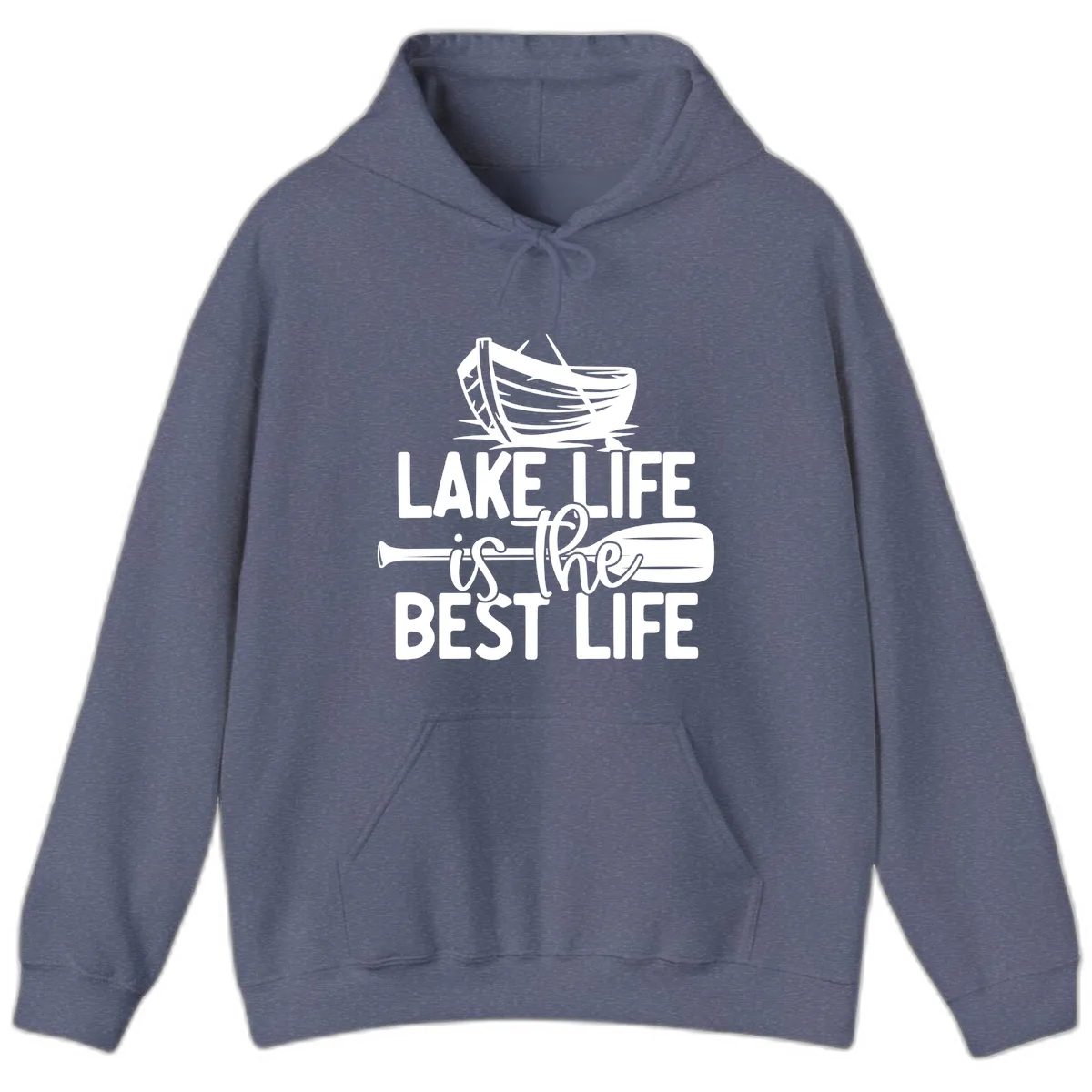 Lake Life Is The Best Life Design Hoodie in Heather Navy