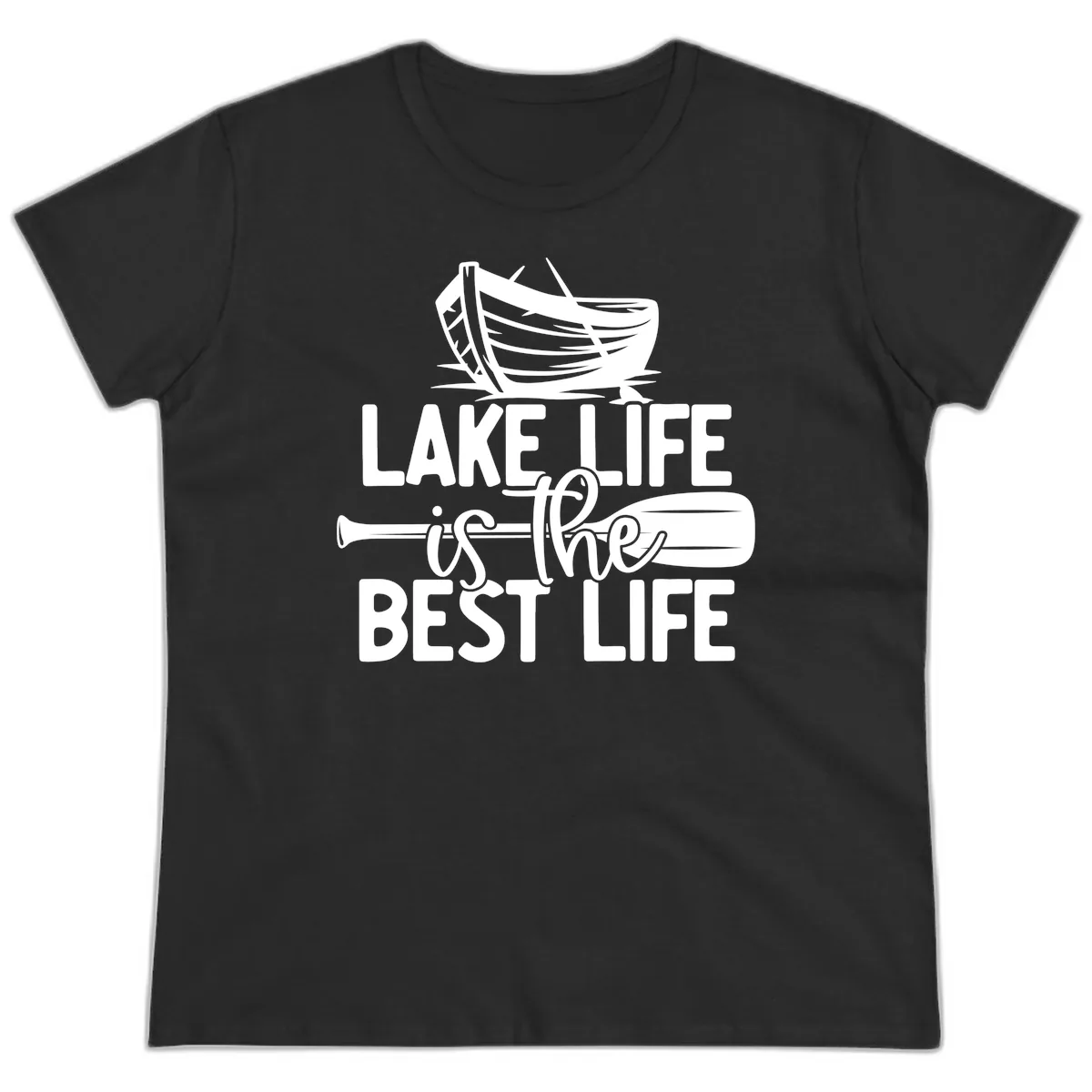 Lake Life Is The Best Life Design Ladies Tee in Black