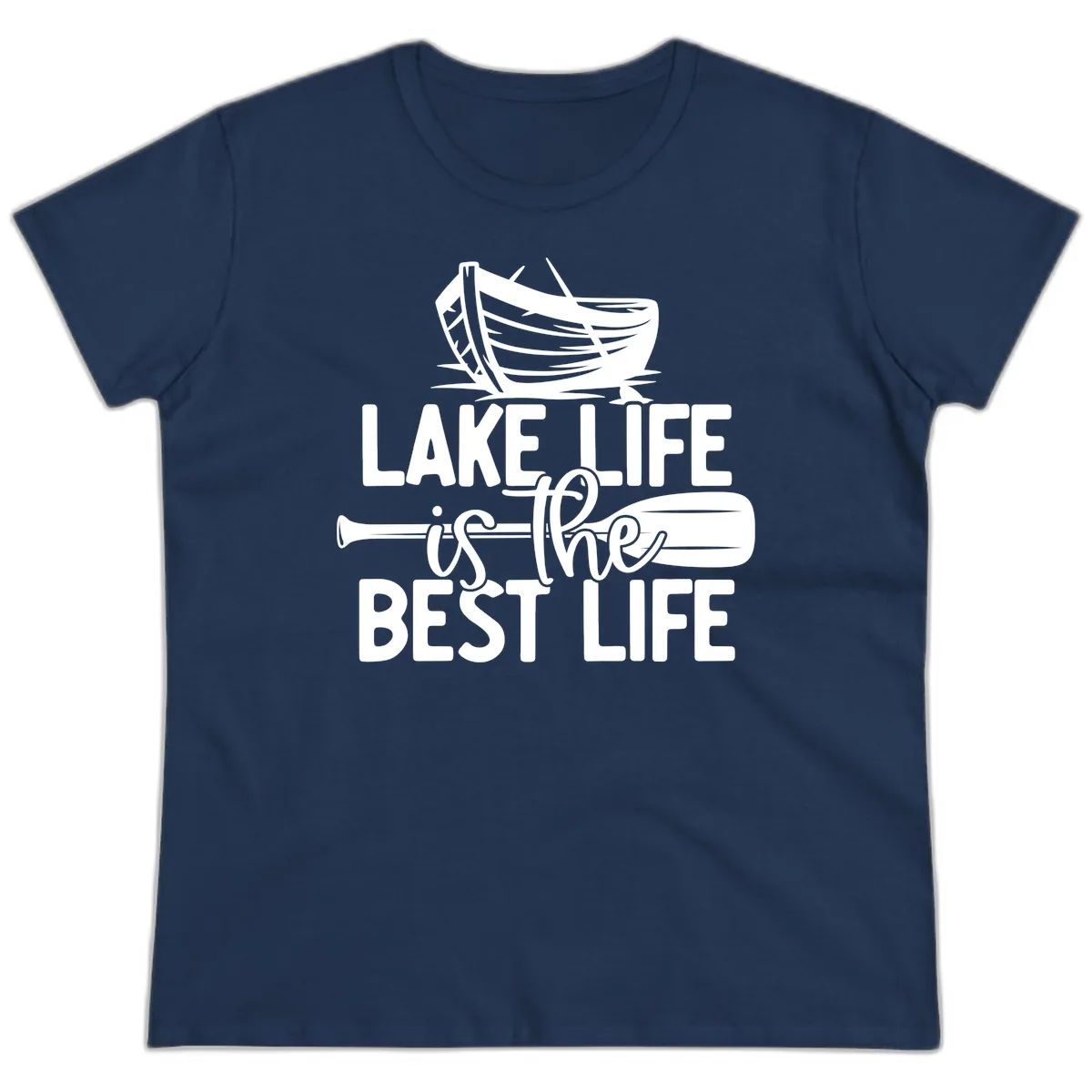 Lake Life Is The Best Life Design Ladies Tee in Navy