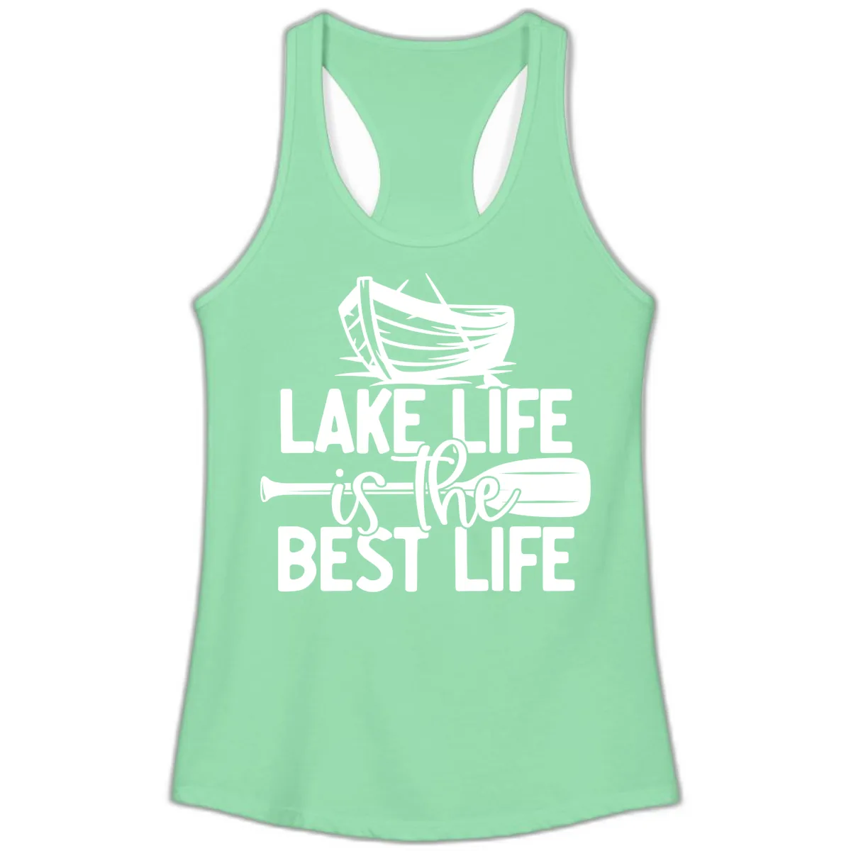Lake Life Is The Best Life Design Ladies Tank in Solid Mint