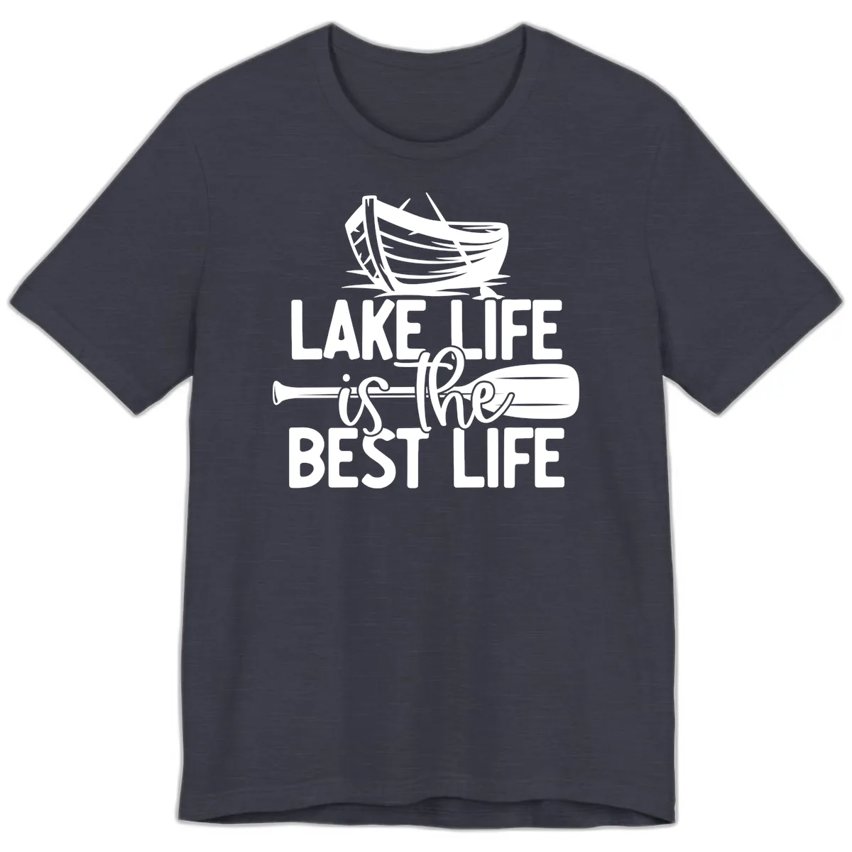 Lake Life Is The Best Life Design Premium T-Shirt in Heather Midnight Navy