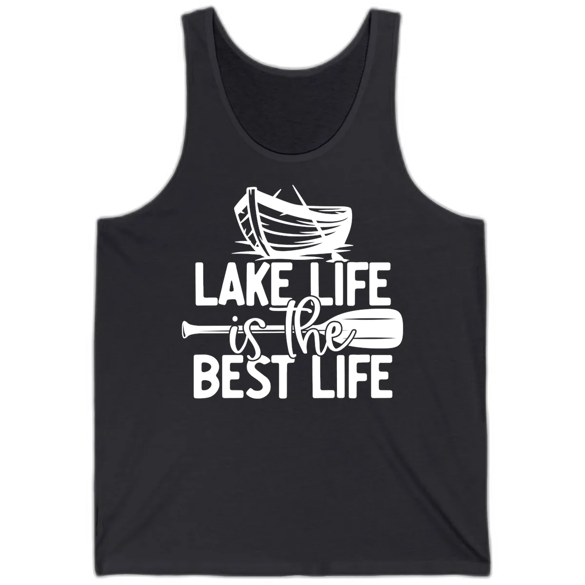 Lake Life Is The Best Life Design Tank in Dark Grey