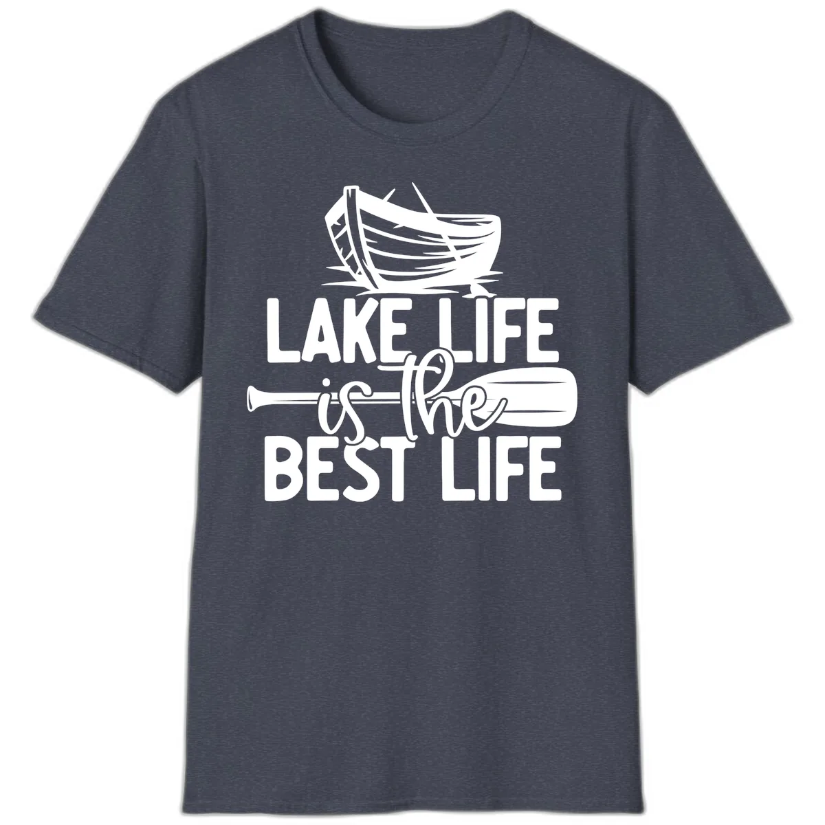Lake Life Is The Best Life Design T-Shirt in Heather Navy