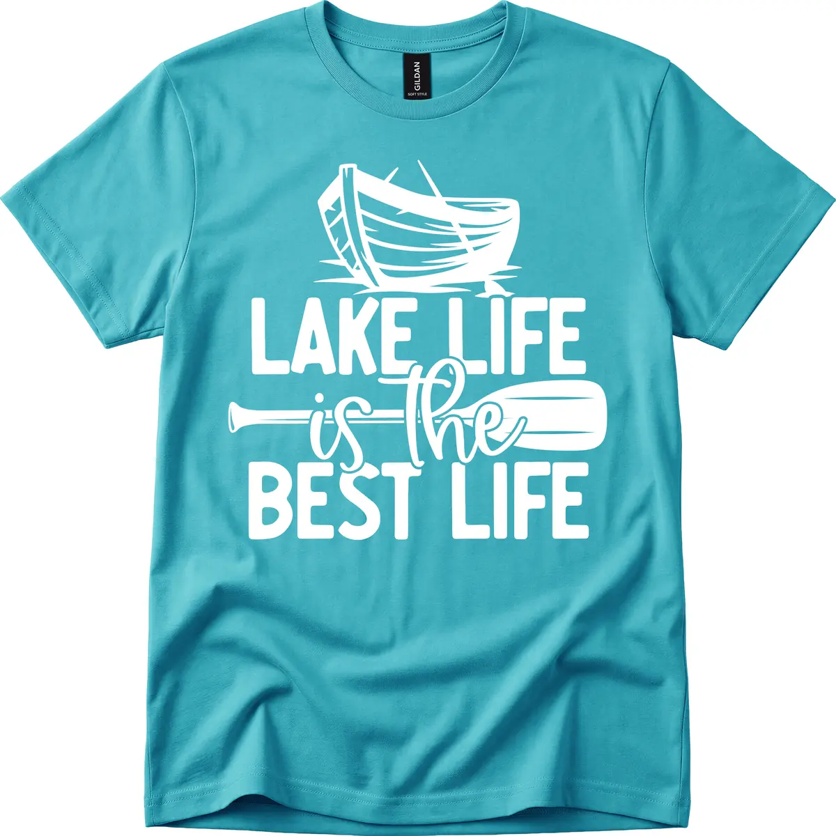 Lake Life Is The Best Life Design T-Shirt in Tropical Blue