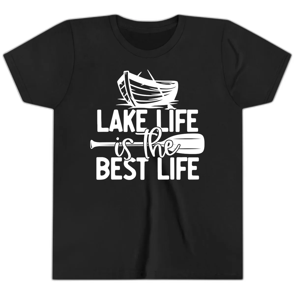 Lake Life Is The Best Life Design Youth T-Shirt in Black