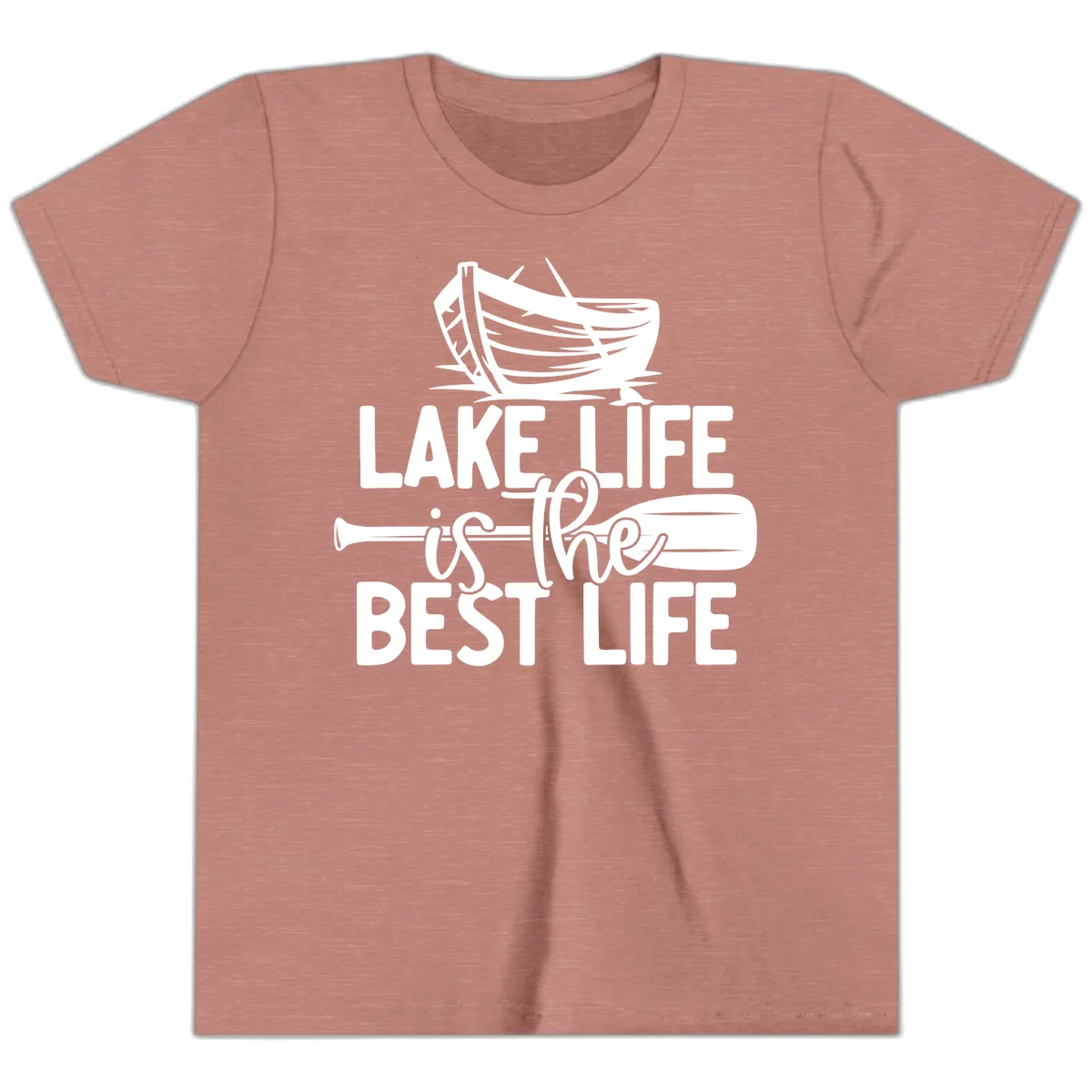 Lake Life Is The Best Life Design Youth T-Shirt in Heather Mauve