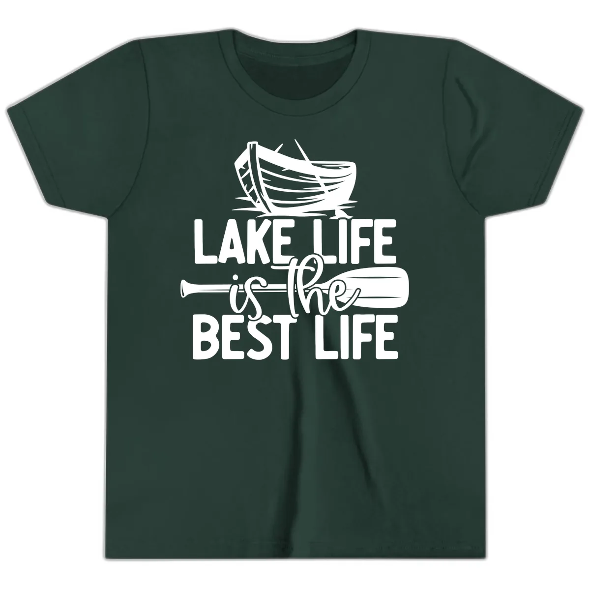 Lake Life Is The Best Life Design Youth T-Shirt in Forest