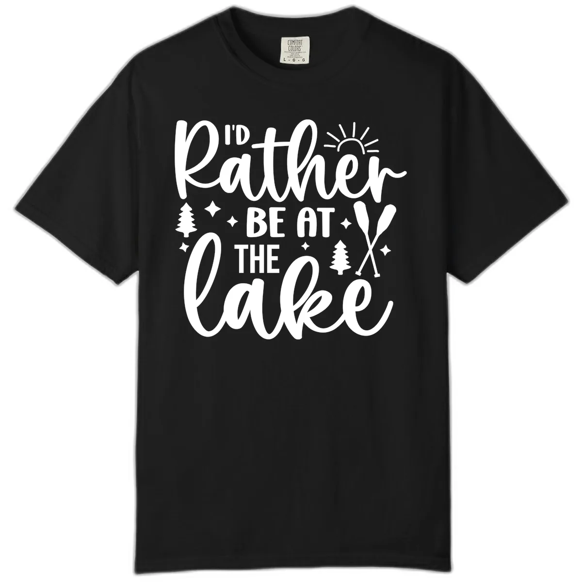 I'd Rather Be At The Lake Typography Comfort Color in Black