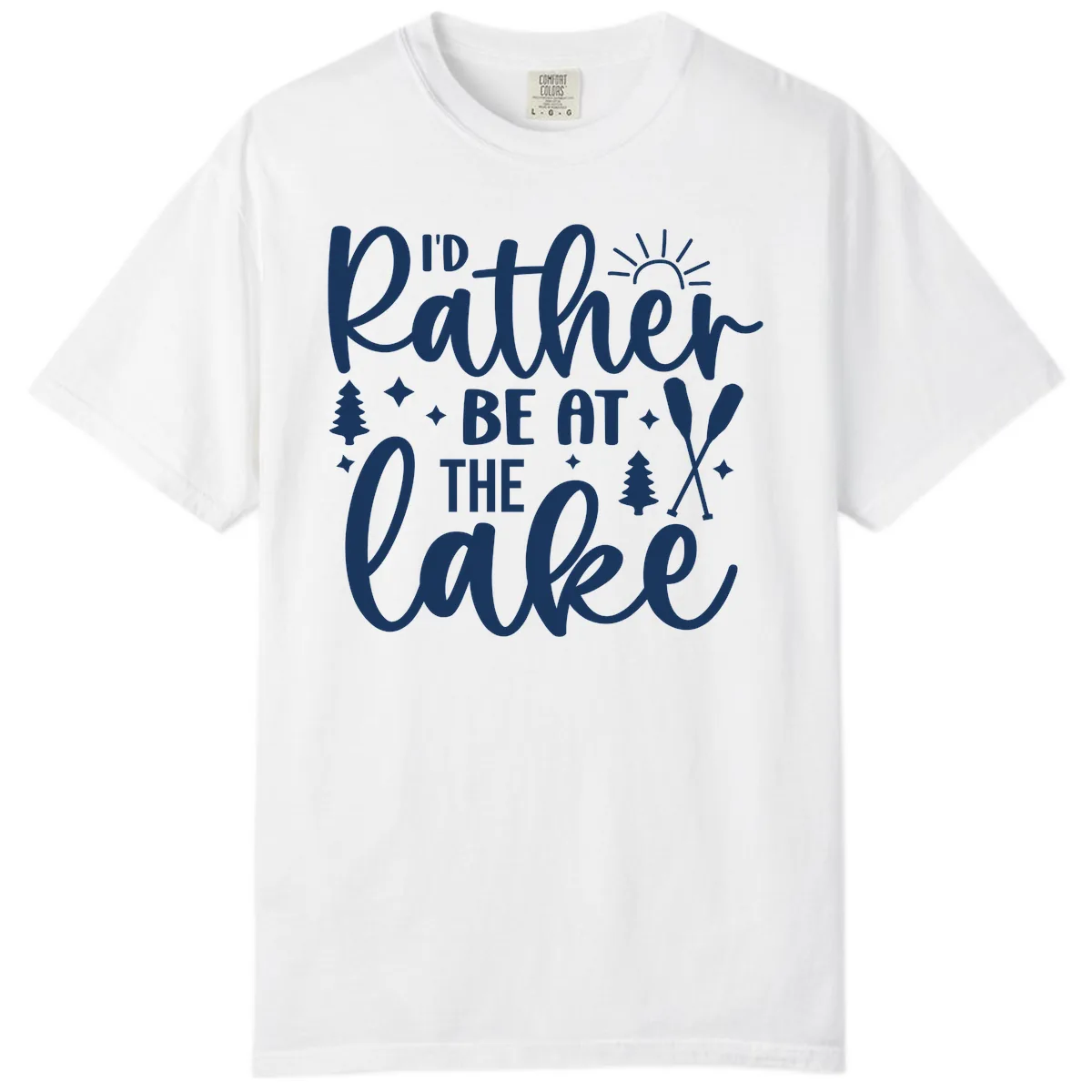 I'd Rather Be At The Lake Typography Comfort Color in White