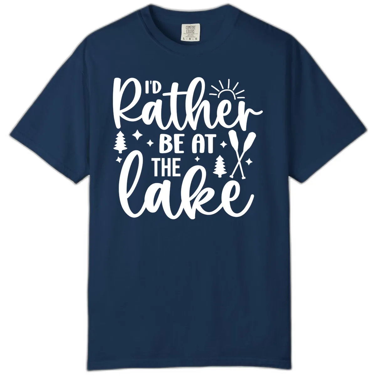 I'd Rather Be At The Lake Typography Comfort Color in Navy