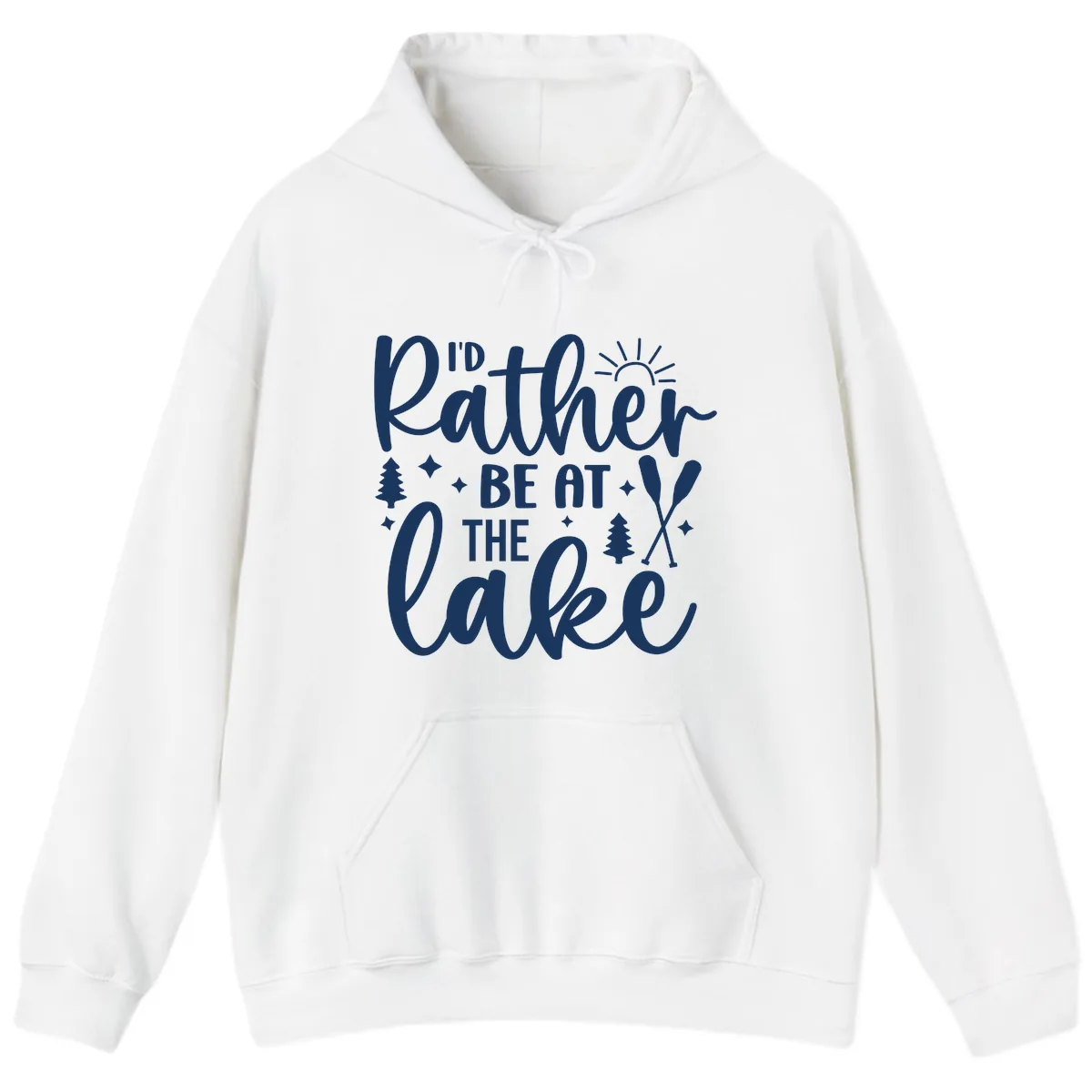 I'd Rather Be At The Lake Typography Hoodie in White