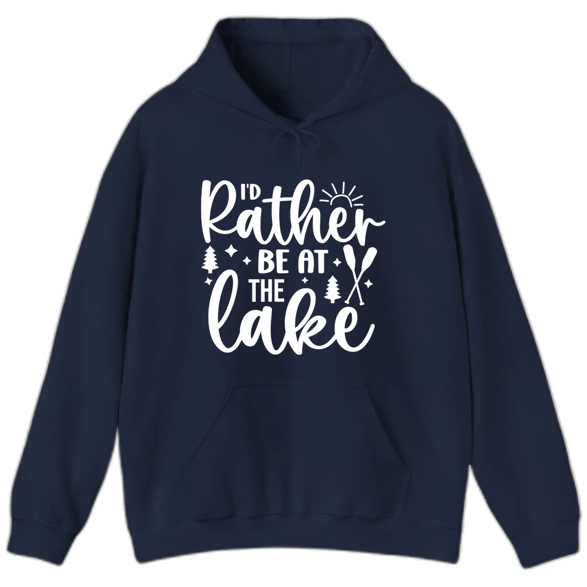 I'd Rather Be At The Lake Typography Hoodie in Navy