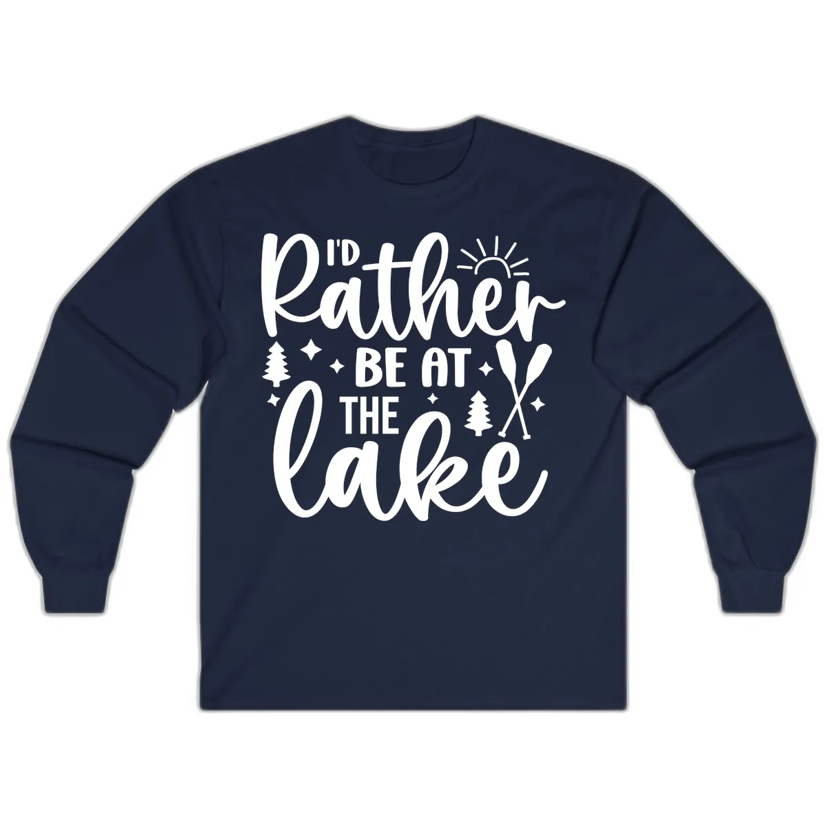 I'd Rather Be At The Lake Typography Long Sleeve in Navy