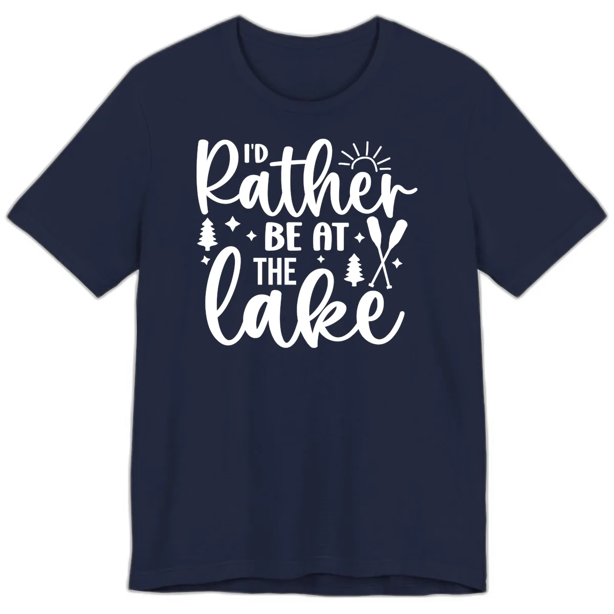 I'd Rather Be At The Lake Typography Premium T-Shirt in Navy