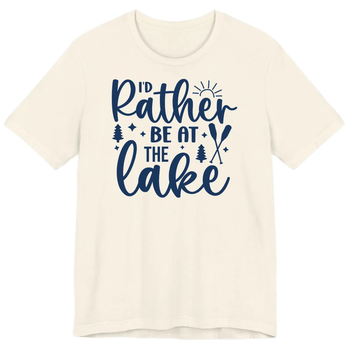 I'd Rather Be At The Lake Typography Premium T-Shirt in Natural