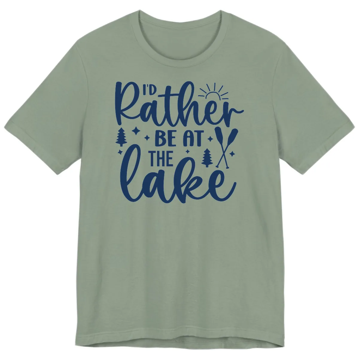 I'd Rather Be At The Lake Typography Premium T-Shirt in Sage
