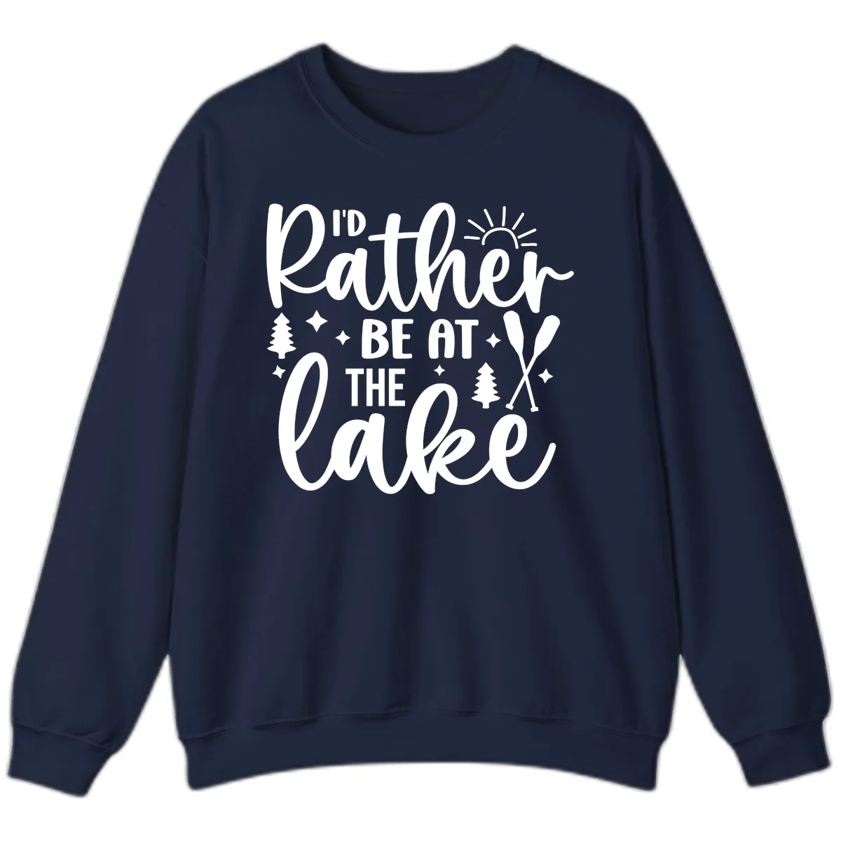 I'd Rather Be At The Lake Typography Sweatshirt in Navy