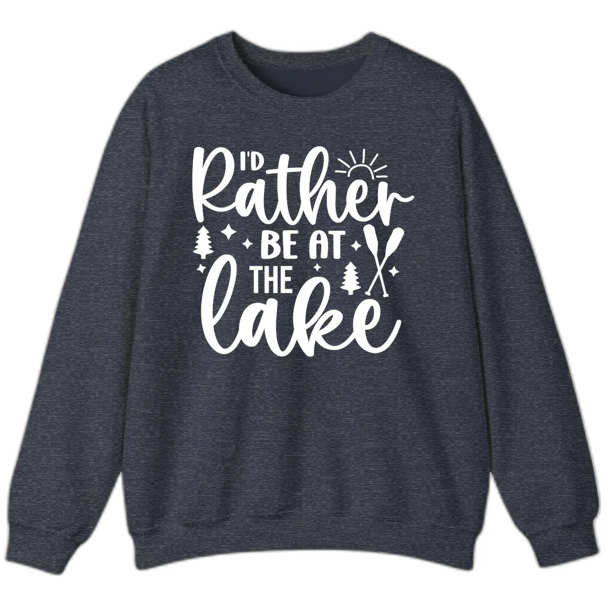 I'd Rather Be At The Lake Typography Sweatshirt in Heather Sport Dark Navy