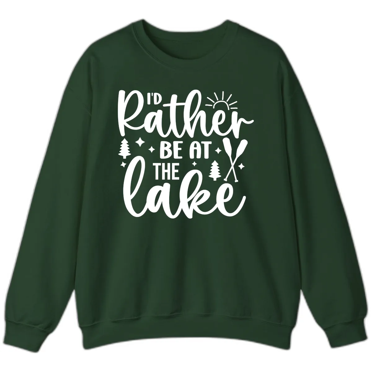 I'd Rather Be At The Lake Typography Sweatshirt in Forest Green